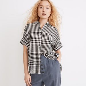 Madewell Courier Pintuck-Back Shirt Double Faced Plaid Size L